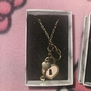 Gold Heart Key Pendant Necklace